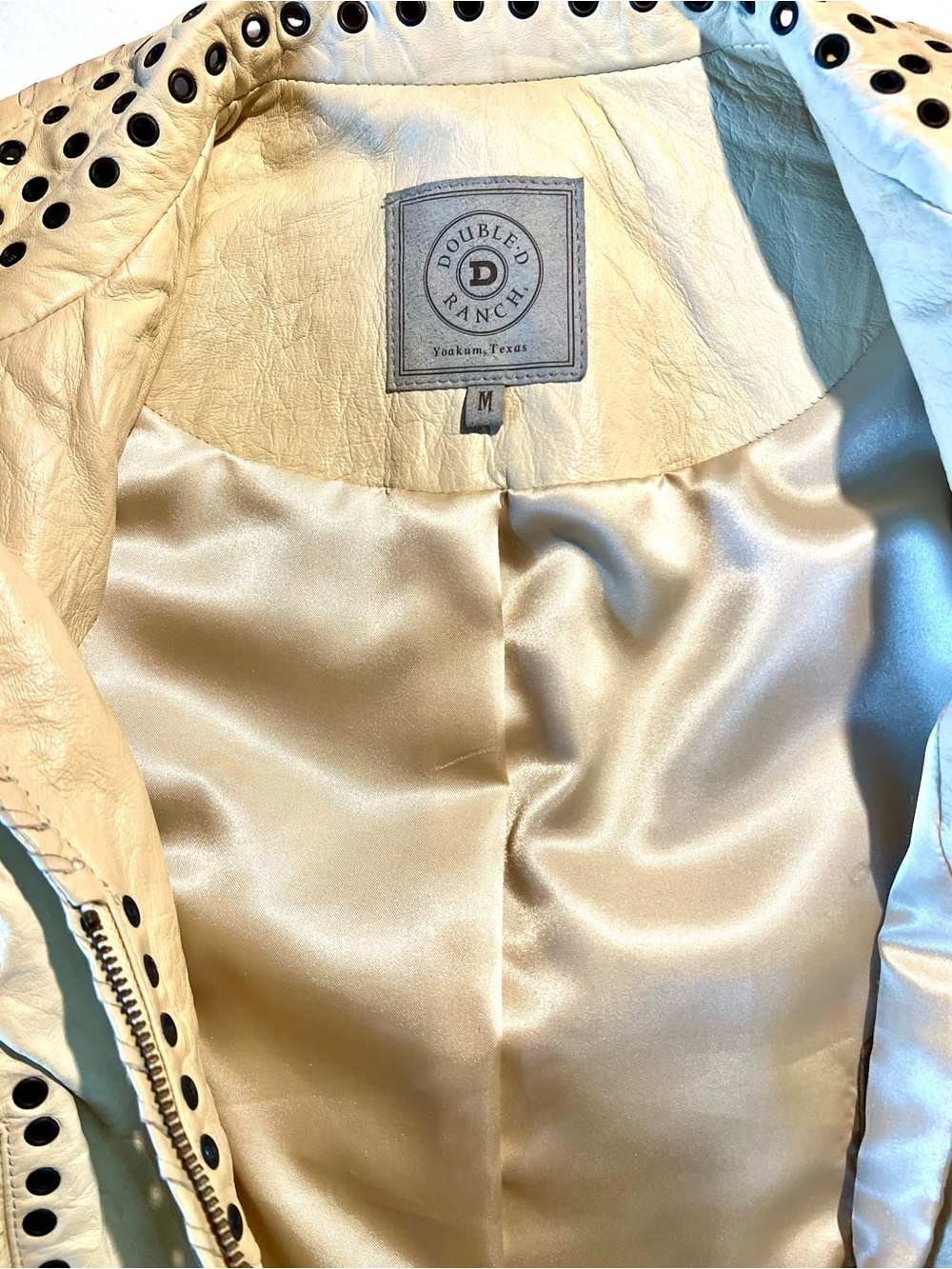 Double D Ranch Cream Leather Fringe Jacket with Embroidered Florals size M - Picture 16 of 16